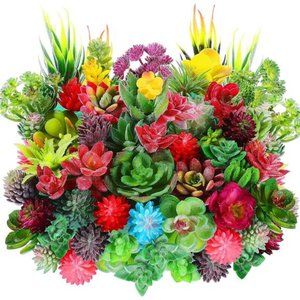 50 Pcs Bulk Mini Artificial Succulents Plants Assorted Unpotted Realistic Plants